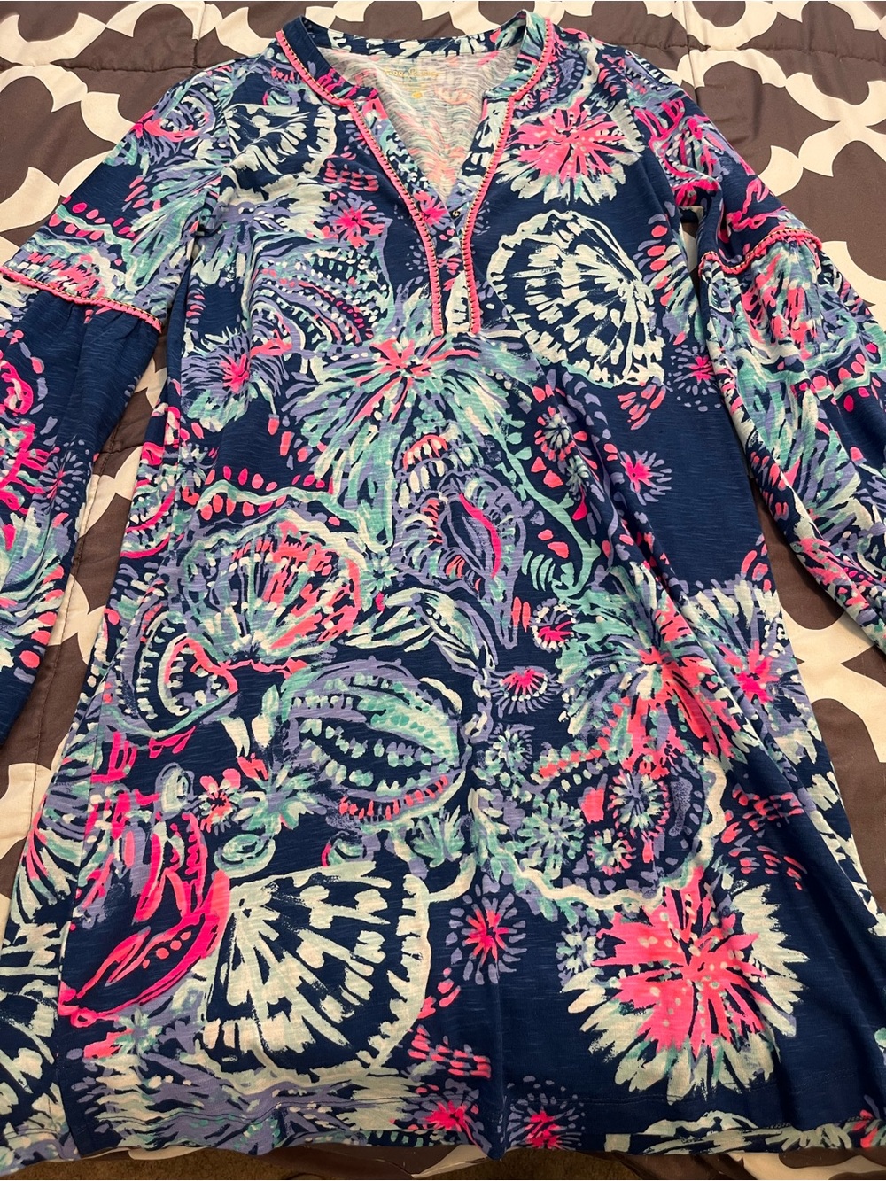 Lilly Pulitzer Multicolor Floral Print Dress (Pink, Teal, Navy)